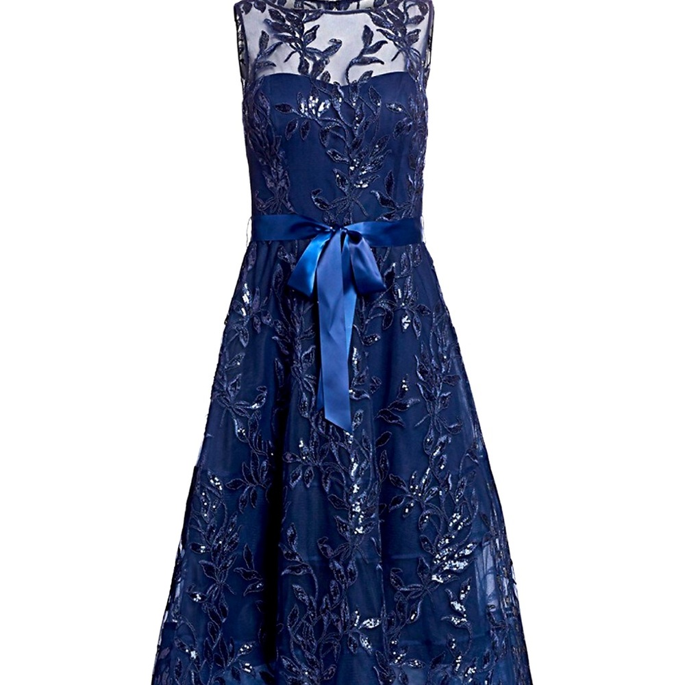 Teri Jon by Rickie Freeman Sequin Tulle Sleeveless A-Line Dress